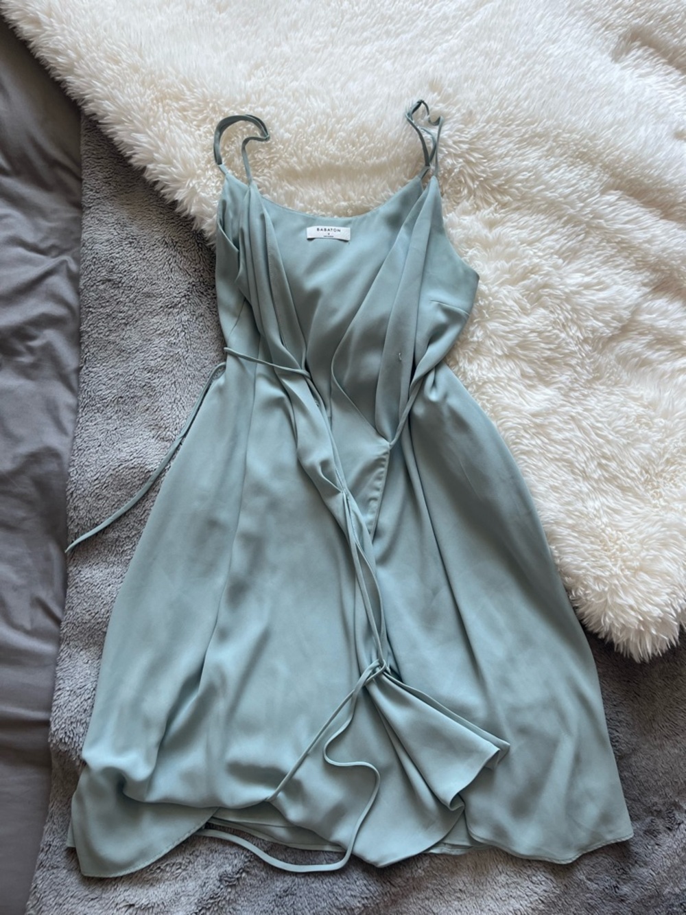 Babaton Light Blue Wrap Dress